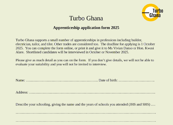 Apprenticeship application